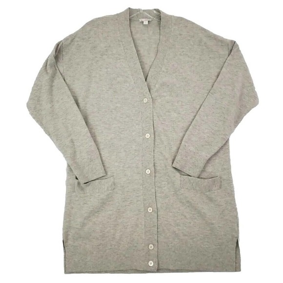 Gap~Woman Size L~Gray Long Delves Button-Up Sweater Cardigan, Pockets Wool Blend - Picture 10 of 14